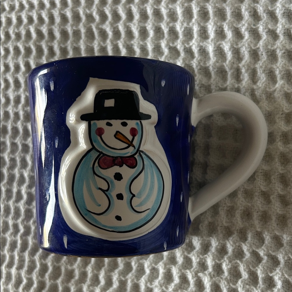 Starbucks⛄️3D Snowman & Hand-painted Ceramic Holiday Mug Sberna Deruta, Italy